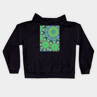 Greener shamanic psychedelic kaleidoscope Kids Hoodie